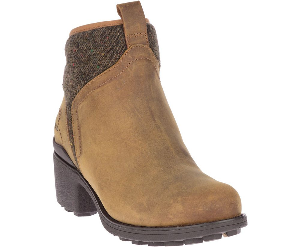 Merrell Boots Brown - Chateau II Mid Pull Waterproof - Womens 92NKRHZPV